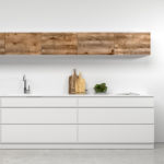 Barnwood - Brown Oak used for kitchen fronts which creates a beautiful contrast to the modern white